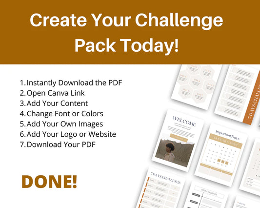7 Day Challenge Template Canva Template, Daily Challenge, Commercial Use