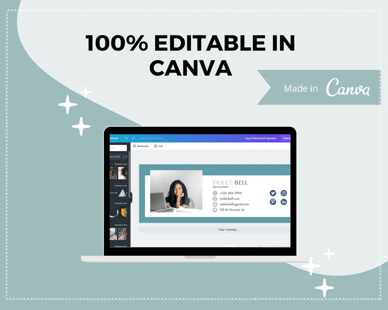 Email Signature Template | Gmail Signature Design | Editable Canva Signature Design
