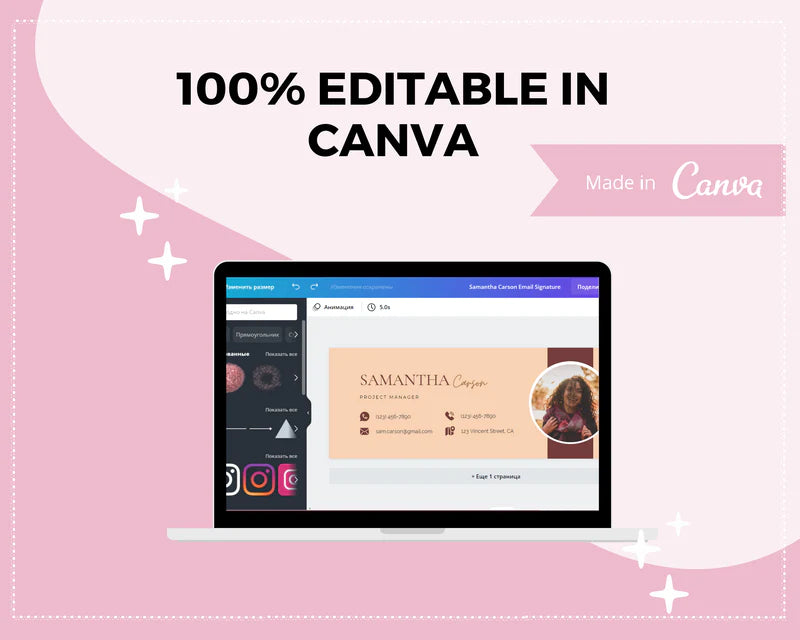 Email Signature Template | Gmail Signature Design | Editable Canva Signature Design