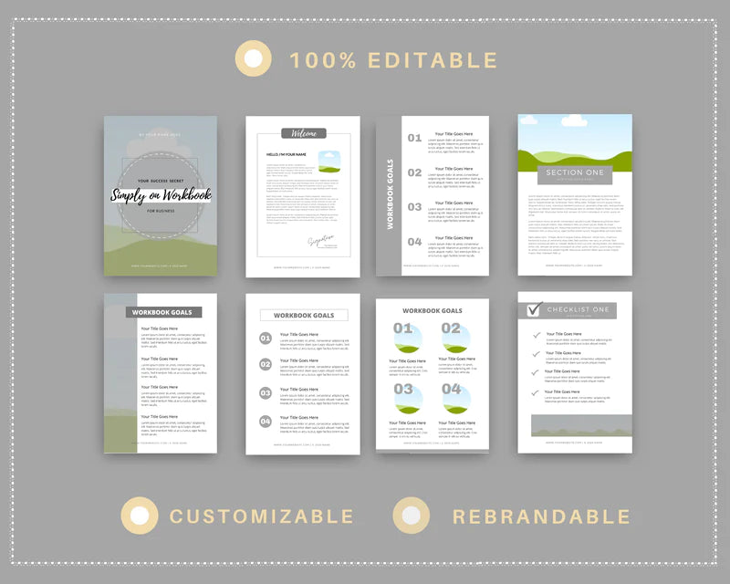 Modern Workbook Canva Templates, Worksheets Template, Commercial Use