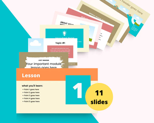 Mini Course Slide Deck for Coaches | Colorful Slide Presentation | Masterclass Slide Templates | eCourse Canva Slides