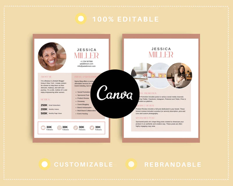 Media Kit Template | Media Press Kit | Canva Template | Commercial Use