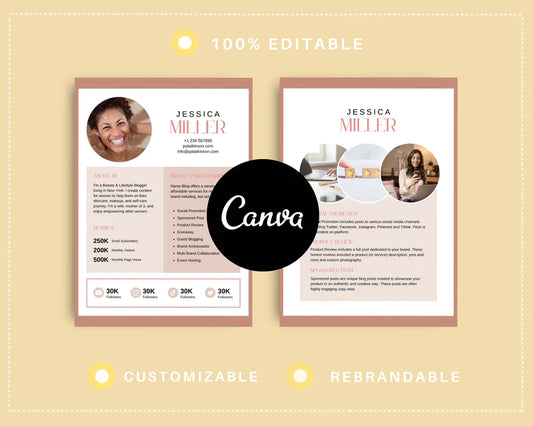 Media Kit Template | Media Press Kit | Canva Template | Commercial Use