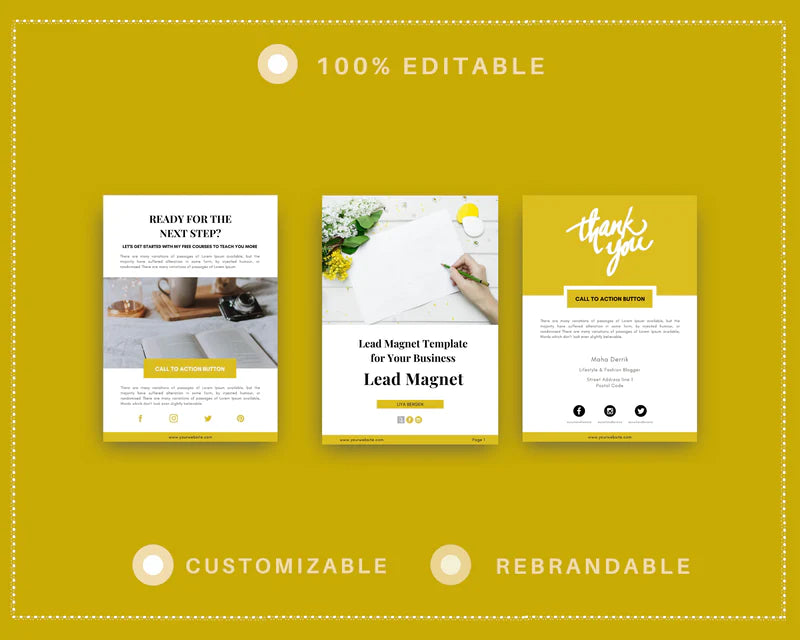 Gold Lead Magnet Template | Lead Magnet Design in Canva | Commercial Use