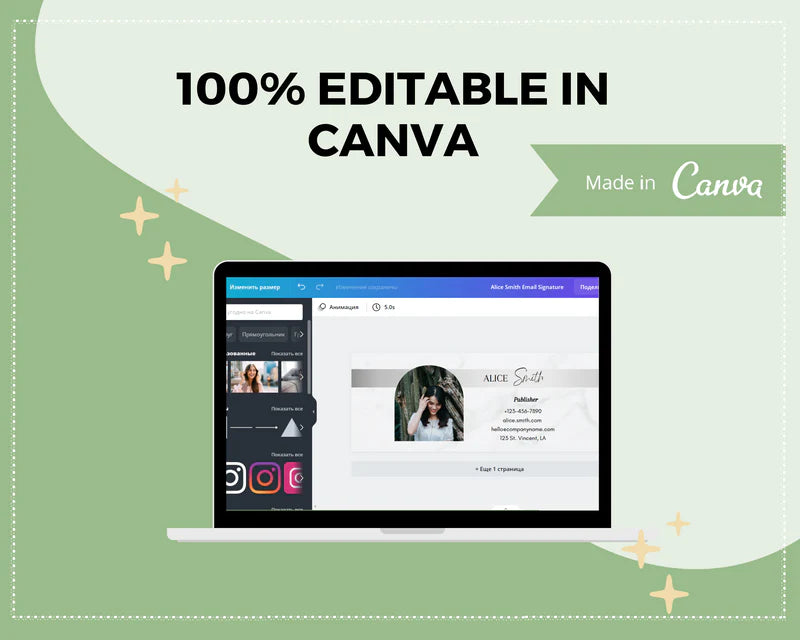 Email Signature Template | Gmail Signature Design | Editable Canva Signature Design