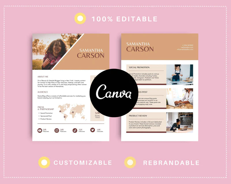 Media Kit Template | Media Press Kit | Canva Template | Commercial Use