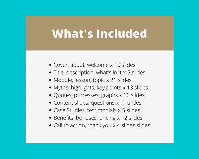 Online course slide deck | Webinar slide deck | eCourse slides | Canva slides | Turquoise slides