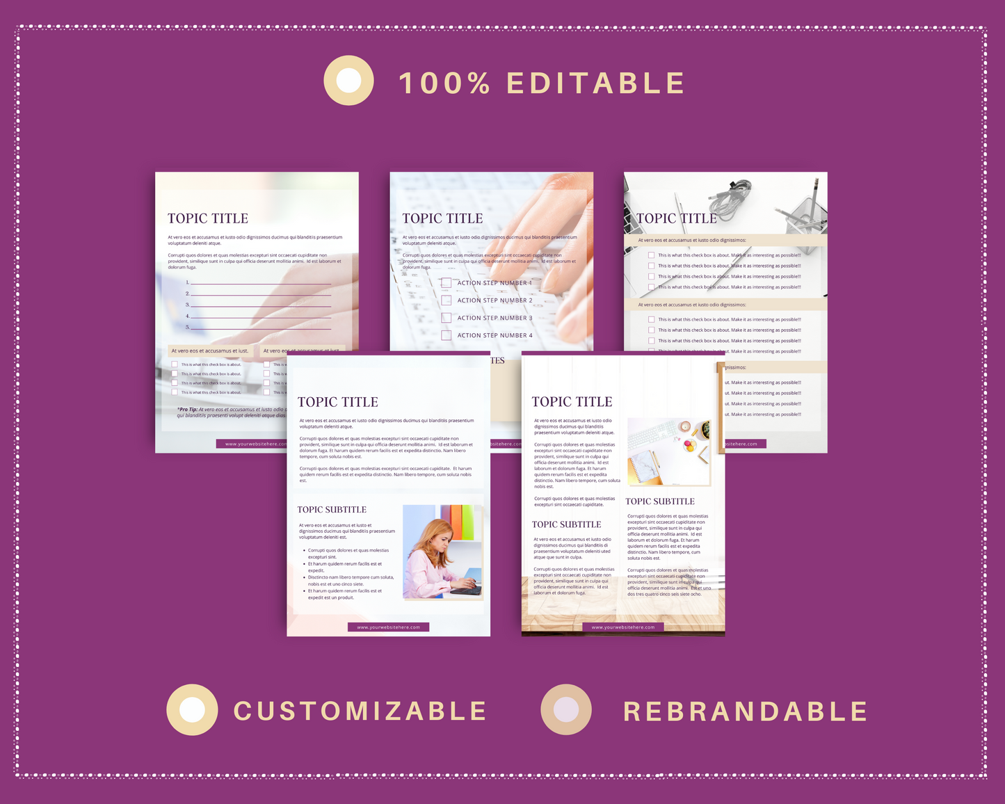 Plum Canva Ebook Template, Editable Canva Template, 31 page Ebook Template | A4 Size