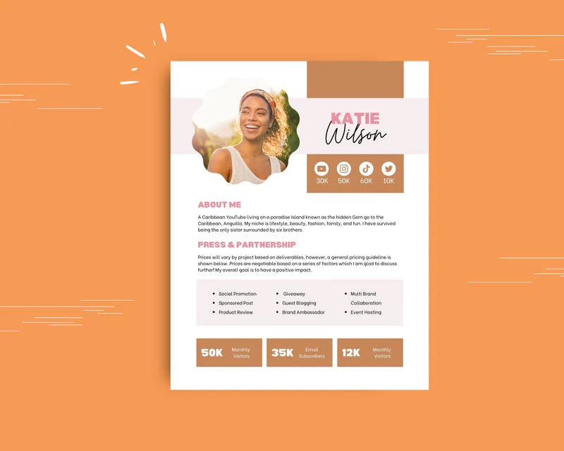 Brown Media Kit Template | Media Press Kit | Canva Template | Commercial Use
