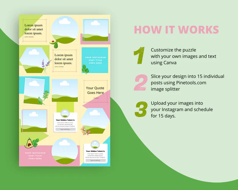 Instagram Puzzle Feed | Instagram Branding Kit | Instagram Layout | IG Grid Canva Templates 15 Posts