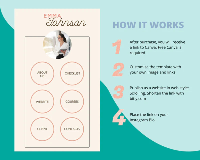 Instagram Link in Bio in Canva | IG Landing Page | Instagram Website | Commercial Use