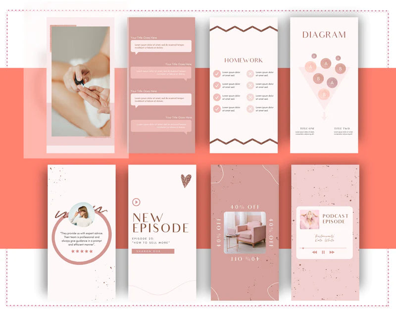 Rose Gold Instagram Story Templates | Canva Instagram Templates | Insta Story Templates