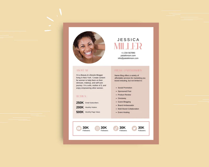 Media Kit Template | Media Press Kit | Canva Template | Commercial Use