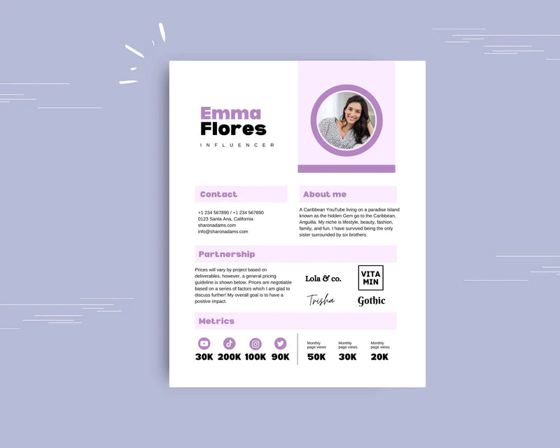 Purple Media Kit Template | Media Press Kit | Canva Template | Commercial Use