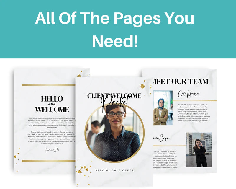 Gold Client Welcome Pack in Canva, Client Welcome Kit, Client Onboarding Template