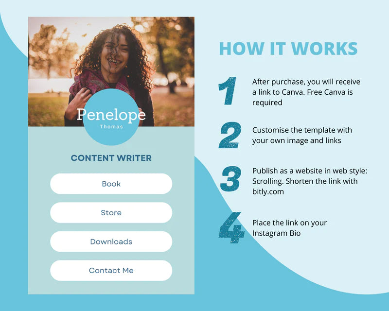 Instagram Link in Bio in Canva | IG Landing Page | Instagram Website | Commercial Use