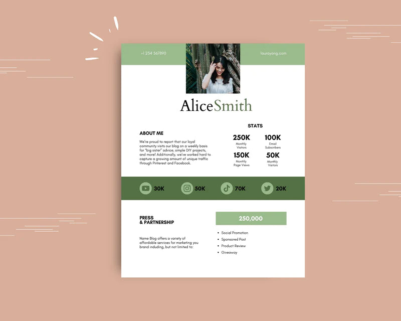 Media Kit Template | Media Press Kit | Canva Template | Commercial Use