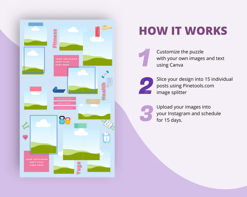 Instagram Puzzle Feed | Instagram Branding Kit | Instagram Layout | IG Grid Canva Templates 15 Posts