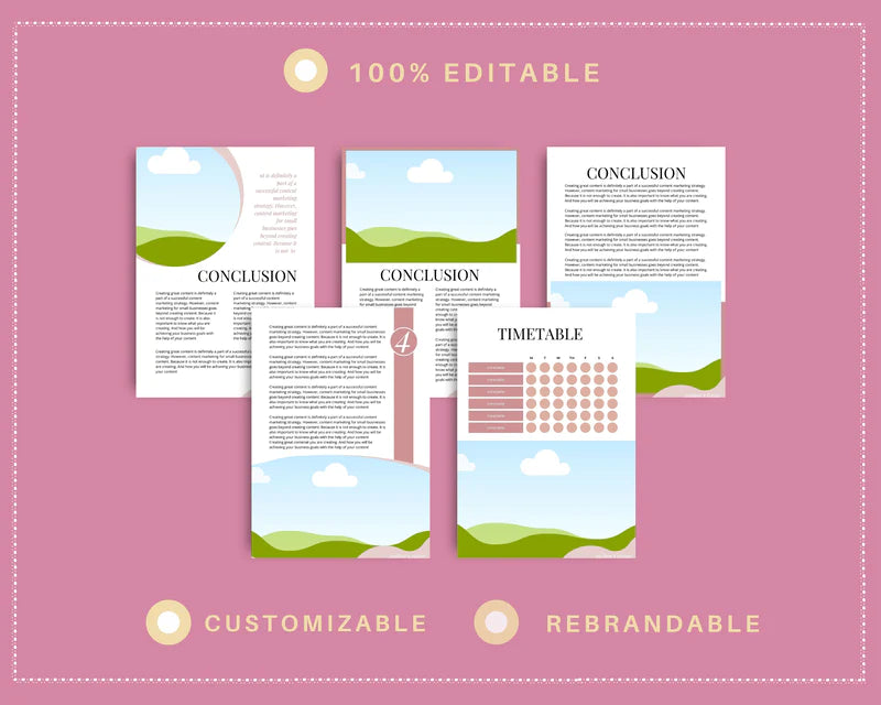 Canva Ebook Template, Editable Canva Template, 31 page Ebook Template | A4 Size