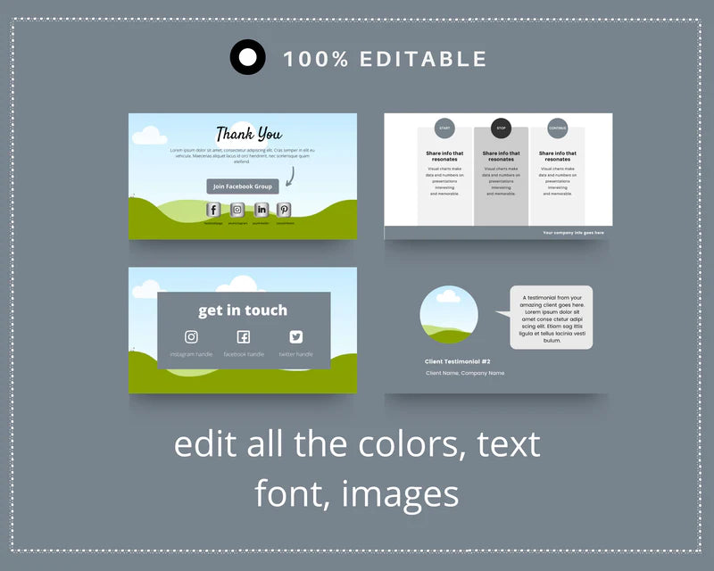 Online course slide deck | Webinar slide deck | eCourse slides | Black & White Slide Presentation