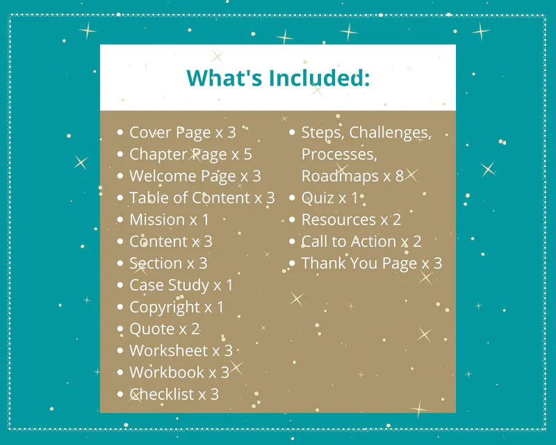 Canva Ebook Template, Editable Canva Template, Ebook Turquoise and Gold Color