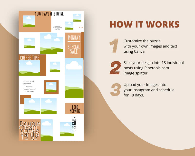 Instagram Puzzle Feed | Instagram Branding Kit | Instagram Layout | IG Grid Canva Templates 18 Posts