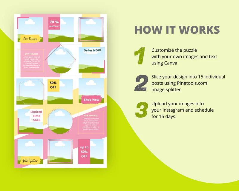 Instagram Puzzle Feed | Instagram Branding Kit | Instagram Layout | IG Grid Canva Templates 15 Posts