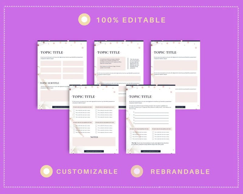 Course Workbook Template, Pink Canva Template, eCourse workbook, Checklist Template