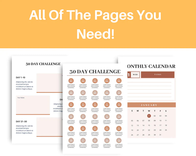 30 Day Challenge Template Canva Template, Daily Challenge, Commercial Use