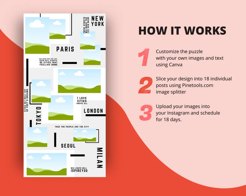 Instagram Puzzle Feed | Instagram Branding Kit | Instagram Layout | IG Grid Canva Templates 18 Posts