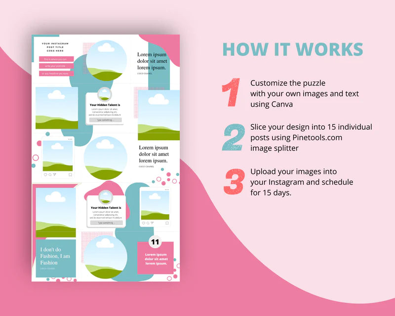Instagram Puzzle Feed | Instagram Branding Kit | Instagram Layout | IG Grid Canva Templates 15 Posts