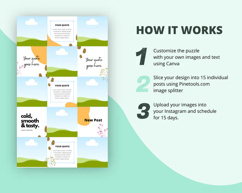 Instagram Puzzle Feed | Instagram Branding Kit | Instagram Layout | IG Grid Canva Templates 15 Posts