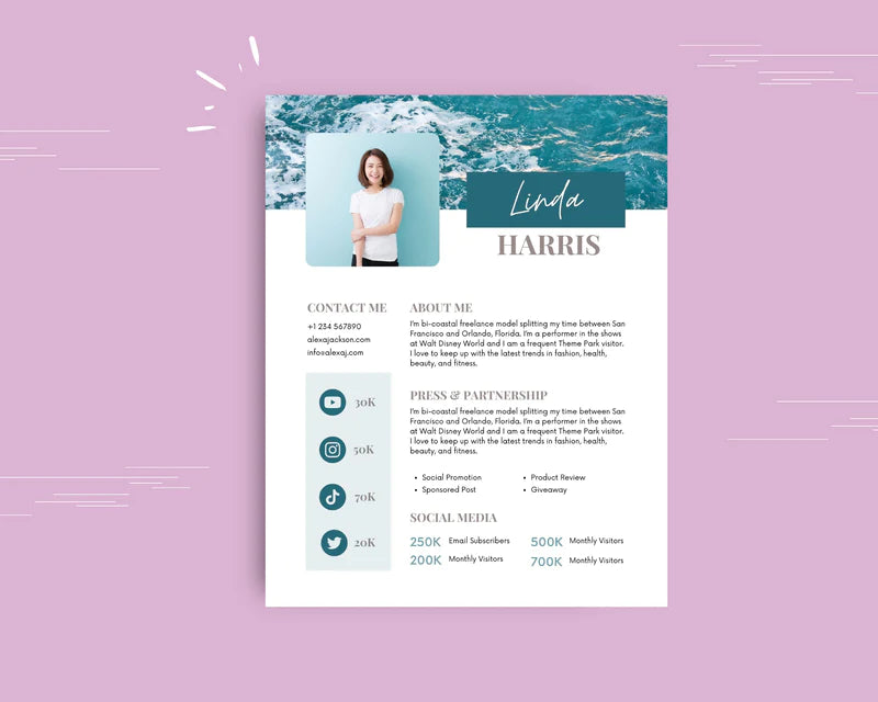Turquoise Media Kit Template | Media Press Kit | Canva Template | Commercial Use