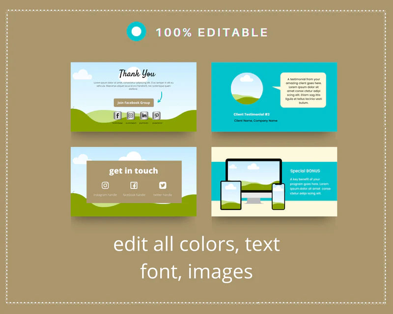 Online course slide deck | Webinar slide deck | eCourse slides | Canva slides | Turquoise slides