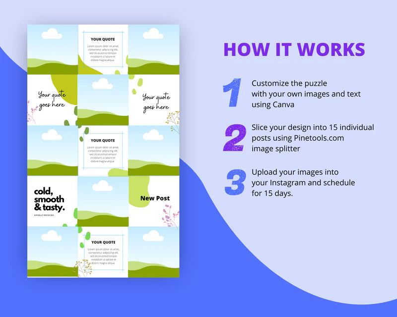 Instagram Puzzle Feed | Instagram Branding Kit | Instagram Layout | IG Grid Canva Templates 15 Posts