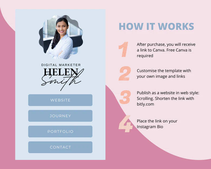 Instagram Link in Bio in Canva | IG Landing Page | Instagram Website | Commercial Use