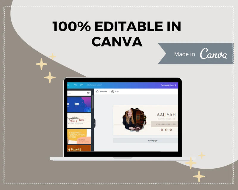 Facebook Timeline Cover Templates, Neutral Facebook Banner in Canva