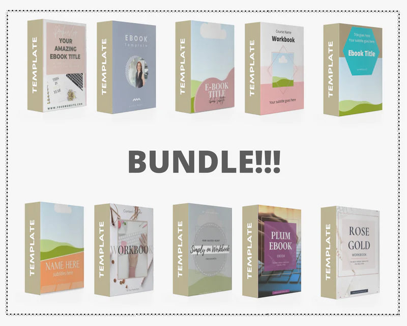 BUNDLE of 10 Ebook and Workbook Templates in Canva | Commercial Use