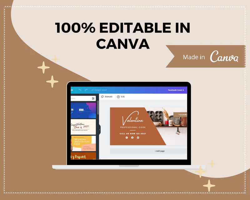 Facebook Timeline Cover Templates, Brown Facebook Banner in Canva