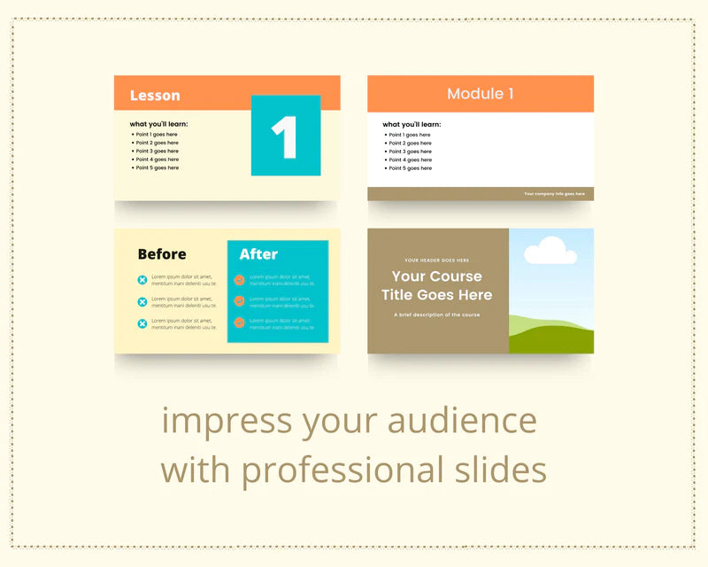 Online course slide deck | Webinar slide deck | eCourse slides | Canva slides | Turquoise slides