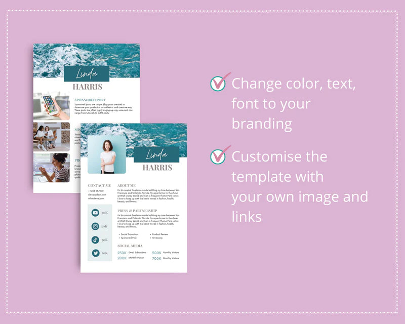 Turquoise Media Kit Template | Media Press Kit | Canva Template | Commercial Use