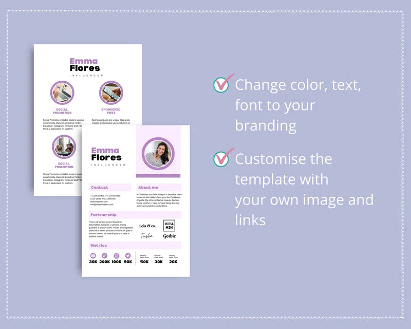 Purple Media Kit Template | Media Press Kit | Canva Template | Commercial Use
