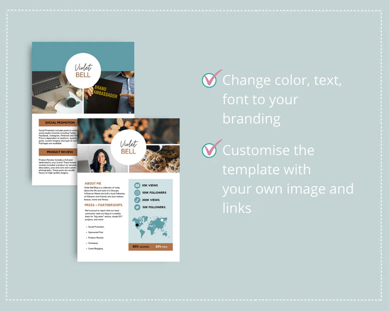 Media Kit Template | Media Press Kit | Canva Template | Commercial Use