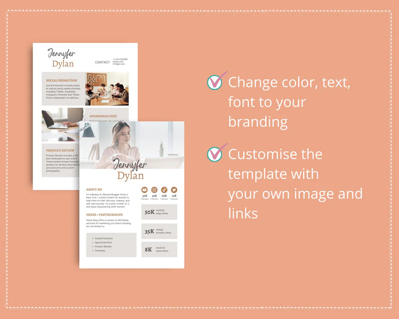 Media Kit Template | Media Press Kit | Canva Template | Commercial Use