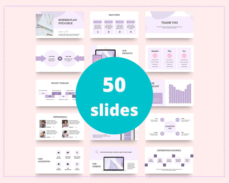 Business Plan Slide Deck Presentation | Startup Slide Deck in Canva | Commercial Use