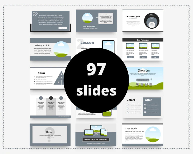 Online course slide deck | Webinar slide deck | eCourse slides | Black & White Slide Presentation