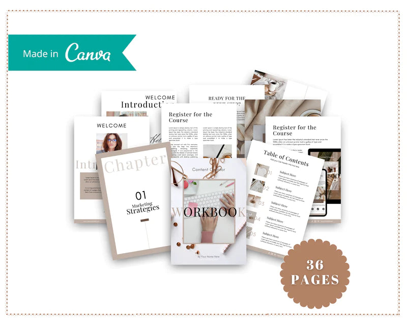 Course Workbook Template, eCourse Workbook, Canva Template, Checklist Template