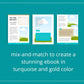 Canva Ebook Template, Editable Canva Template, Ebook Turquoise and Gold Color