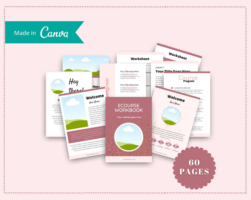 Rose Gold Course Workbook Template, Canva Template, eCourse workbook, Commercial Use
