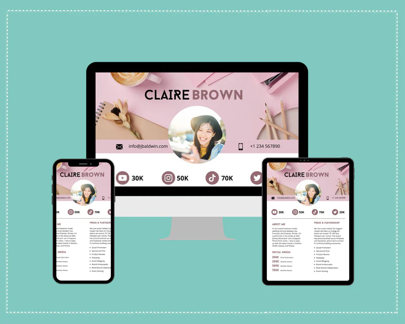 Rose Gold Media Kit Template | Media Press Kit | Canva Template | Commercial Use
